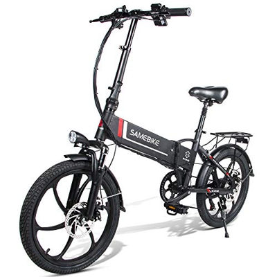 Bicicleta eléctrica Plegable para Adultos 250W 36V Bicicleta eléctrica Impermeable con Ruedas de 16 Pulgadas, Velocidad máxima 25Km / H, 7.5Ah La bate