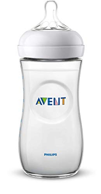 Philips Avent Biberón Natural SCF036/17 - Biberón de 330 ml con tetina con flujo para recién nacidos, diseñada para imitar el tacto del pecho, 0% BPA,