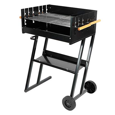 Barbacoa de BBQ, Parrilla de Carbón de Acero, Barbacoa de Exterior Parrilla con Ruedas para Camping, Picnic, Fiesta 90.5 x 73 x 46 cm