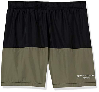 Armani Exchange Everyday Bañador, Negro (Nero/Beige - Black/Beige 46320), Medium para Hombre