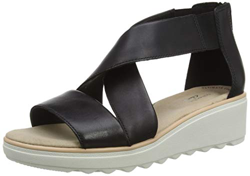 Clarks Jillian Rise, Sandalia con Pulsera para Mujer, Negro (Black Leather Black Leather), 42 EU en oferta