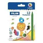 Caja Milan  12 Plastipastel redondos (contiene 2 colores fluo) características