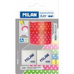 Blíster Milan Sacapuntas rosa + 2 gomas