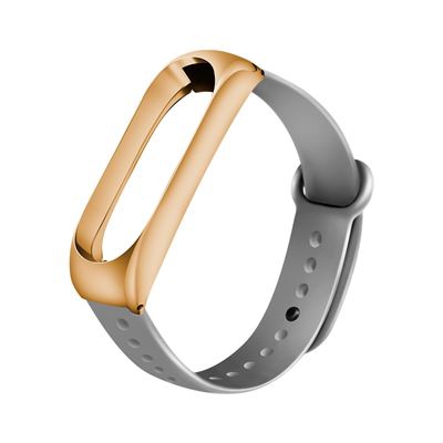 Pulsera de Silicona y marco de metal para Xiaomi Mi Band 3 /4, Ouro & Gris