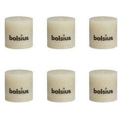 Velas rústicas Bolsius marfil 6 unidades 100x100 mm en oferta