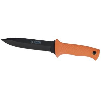Cuchillo táctico de supervivencia Cudeman 177-W con mango naranja antideslizante hoja de 15cm y funda de cordura