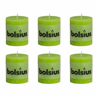 Velas rústicas Bolsius 6 unidades verde lima 80x68 mm
