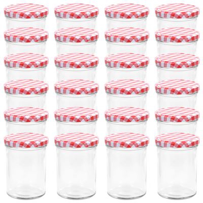 Tarros de mermelada de vidrio tapa blanca y roja 24 uds 400 ml vidaXL