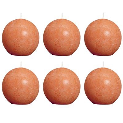 Velas rústicas Bolsius de bola naranja 6 unidades 80 mm
