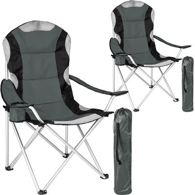 Sillas de camping TecTake acolchadas gris - 2 unidades
