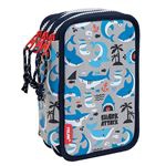 Estuche 3 pisos con contenido Milan Shark Attack gris
