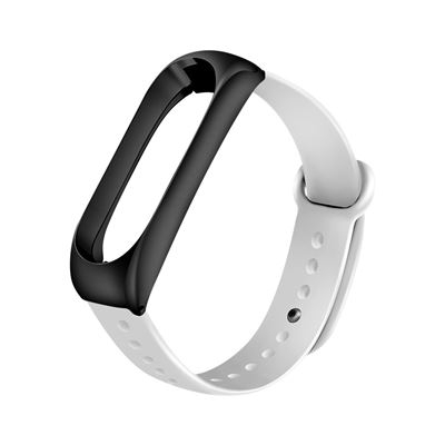 Pulsera de Silicona y marco de metal para Xiaomi Mi Band 3 /4, Negro & Blanco