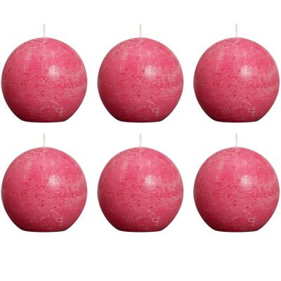 Vela De Bola Rústica 80 mm Set 6 Piezas Fucsia