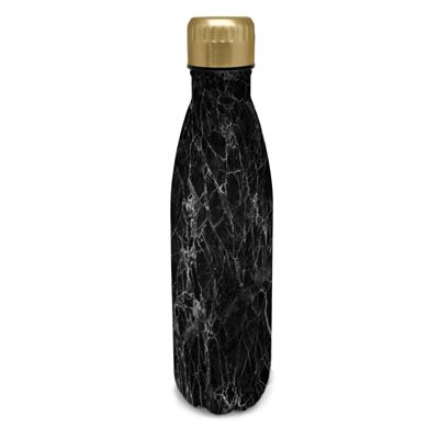 Botella Termo Nerthus 500 ml, doble pared de acero inoxidable, Diseño Marmol Negro