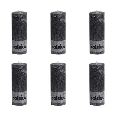 Velas rústicas Bolsius gris antracita 6 unidades 190x68 mm