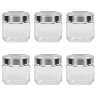 Tarros de almacenaje vidaXL con tapa plateada 6 uds 800 ml