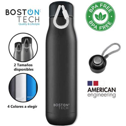 Botella de agua Boston Tech acero Sp1 18/8 750ml negro en oferta