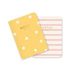 Charuca Set de 2 libretas de bolsillo rayadas amarillas en oferta