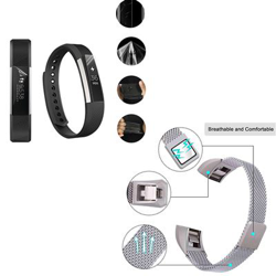 Kit Pulsera Milanese Loop Cierre Magnético + Película Protectora Pantalla Gel Full Cover Fitbit Alta Cinza características