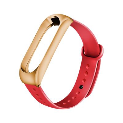 Pulsera de Silicona y marco de metal para Xiaomi Mi Band 3 /4, Rojo & Oro
