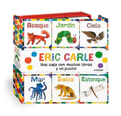 Una caja con muchos libros y un puzzle precio