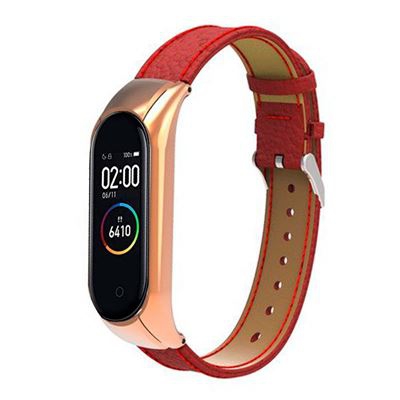 Correa Xiaomi Mi Band 4 / 3 Piel Rojo + Carcasa para Metálica