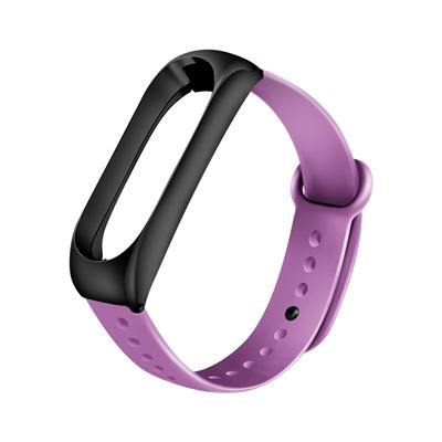 Pulsera de Silicona y marco de metal para Xiaomi Mi Band 3 /4, Negro & Violeta