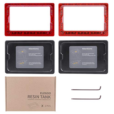 ELEGOO 2 PCS Plástico Tanques de Resina para Impresora 3D ELEGOO Mars con 2 PCS Tapas y Películas FEP Preinstaladas, Compatibles con Anycubic Photon, 