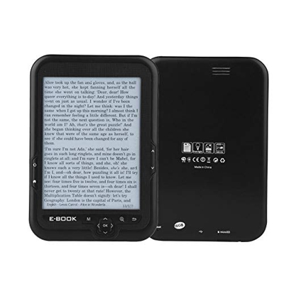 Mugast E-Reader de 6", HD 300DPI 800x600 E-Ink Ink Screen FM E-Book Reader con Zoom de Fuente/Transformación de Fuente/Marcador/Saltar página/Leer en