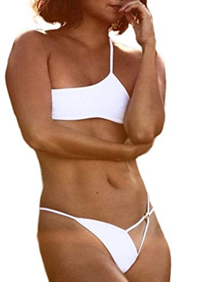 FOBEXISS Conjunto de mini bikini para mujer con cubierta mínima y correa de tanga, traje de baño de dos piezas