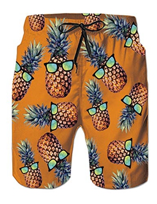 Pantalones Cortos de natación con cordón para niños Pantalones Cortos de Playa de piña Azul con Estampado Divertido en 3D Pantalones Cortos de Secado 