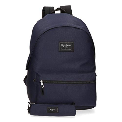 Pepe Jeans Aris Mochila para Portátil 15,6" + Estuche Escolar Azul 31x44x17,5 cms Poliéster 23.87L