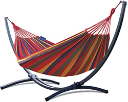 Potenza Hamaca con Soporte De Jardin Exterior para 2 Personas Doble Multicolor Hamaca De Tela XXL 220x160 200kg Marco De Acero Soporte Hamaca hasta 22 precio