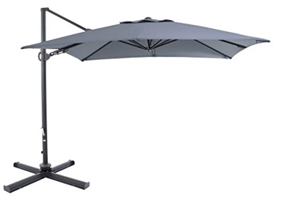 SORARA Roma Deluxe Sombrilla Jardín, Gris, 3 x 3 m, 360 Giratorio