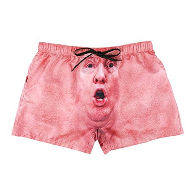 BaronHong Creative 3D Print Bañador de Playa para Hombres, Traje de baño Cuadrado para piernas (Donald-Trump, XL)
