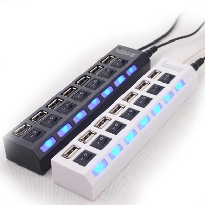 LED USB 2.0 de 7 puertos Hub 