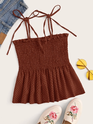 Top De Tirante Fruncido De Lunares