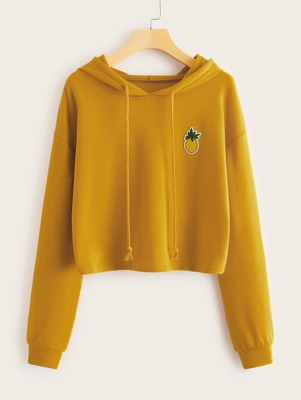 Capucha Con Cordón Con Parche De Piña De Hombros Caídos