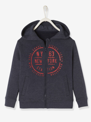 Sudadera con capucha y cremallera, para niño - azul oscuro jaspeado precio