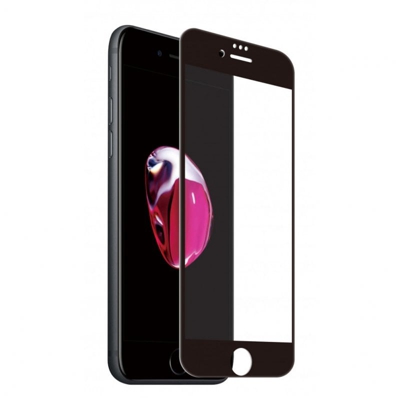 Muvit Protector de Pantalla Negro para Apple iPhone SE/8/7