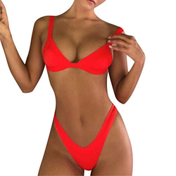 Bikinis Mujer,Dragon868 Simple Estilo de Las Mujeres Vendaje Bikini Conjunto Push-up Traje de baño brasileño(Rojo,L) características
