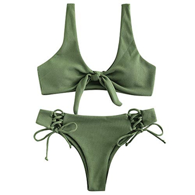ZAFUL - Bikini brasileño para mujer Verde claro M
