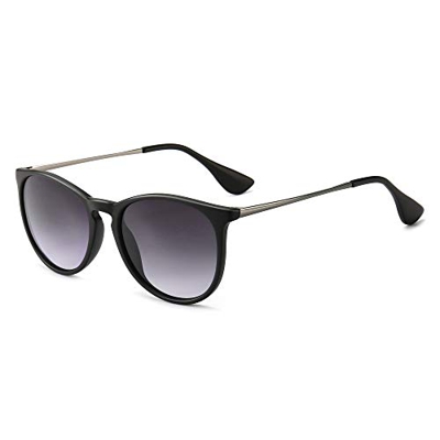 SUNGAIT Polarizadas Gafas de sol Mujer Hombre Clásico Retro Unisex 400 UV Negro/Gradiente Gris 1567