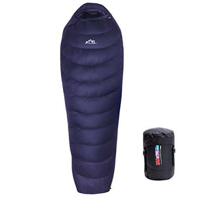LMR Saco de Dormir Ultraligero para Camping con Saco de compresión, para Exteriores (Negro)