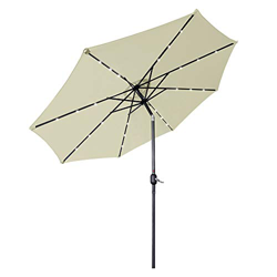 HENGMEI Sombrilla de Aluminio Ø 300 cm Parasol con Luces LED solares manivela Parasol inclinable para terraza jardín Playa balcón, Beige características