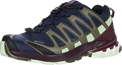 Salomon XA Pro 3D V8 W, Zapatillas De Trail Running Y Sanderismo Impermeables Versión Màs Ligera Mujer, Azul (Navy Blazer/Wine Tasting/Patina Green), 