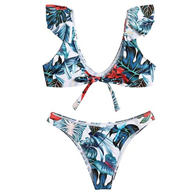 Bikinis brasileños Tanga Bikinis Mujer 2021 Sexy Traje de baño Mujer Dos Piezas Bañador Estampado de Leopardo de Talle bajo Bikinis Anudado