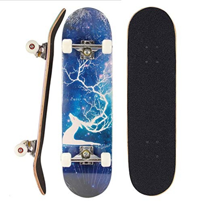 Sumeber Skateboard Patineta para Principiantes, 80 x 20 cm, Tabla Completa con rodamientos ABEC-7, monopatines de Doble Patada, Regalo de cumpleaños p