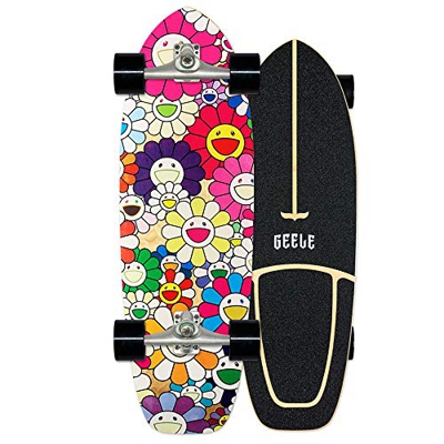 WRISCG Surfskate Skateboard Completo Arce Tablero 78×24cm, Rodamientos de Bolas ABEC Alta velicidad, 7 Capas Arce Duro, Carga de hasta 150 kg, para Pr