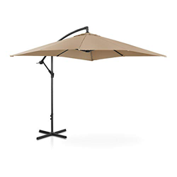 Uniprodo Sombrilla Tipo Semáforo Parasol Colgante Uni_Umbrella_SQ250TA (Pantalla Cuadrada 250 x 250 cm, Inclinable, Color Topo) precio